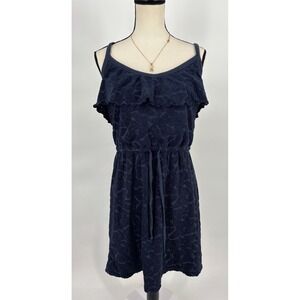 Juicy Couture Navy Blue Terry Cloth Ruffle Dress With Drawstring Waist